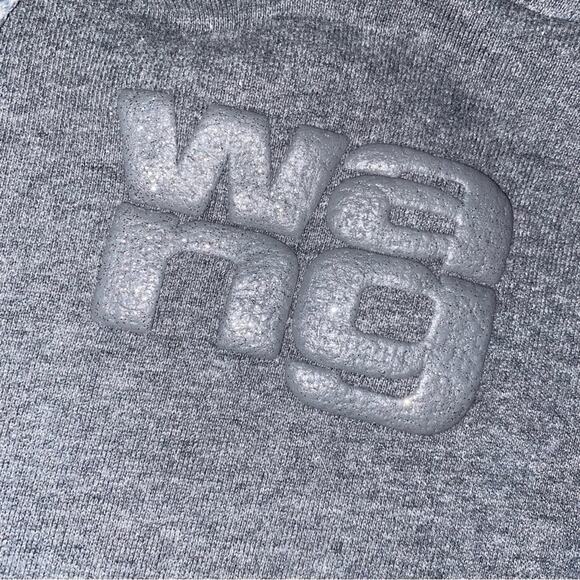 Alexander Wang $375 Womens Essential Puff Logo Terry Hoodie Glitter Gray LG EUC - Picture 6 of 13